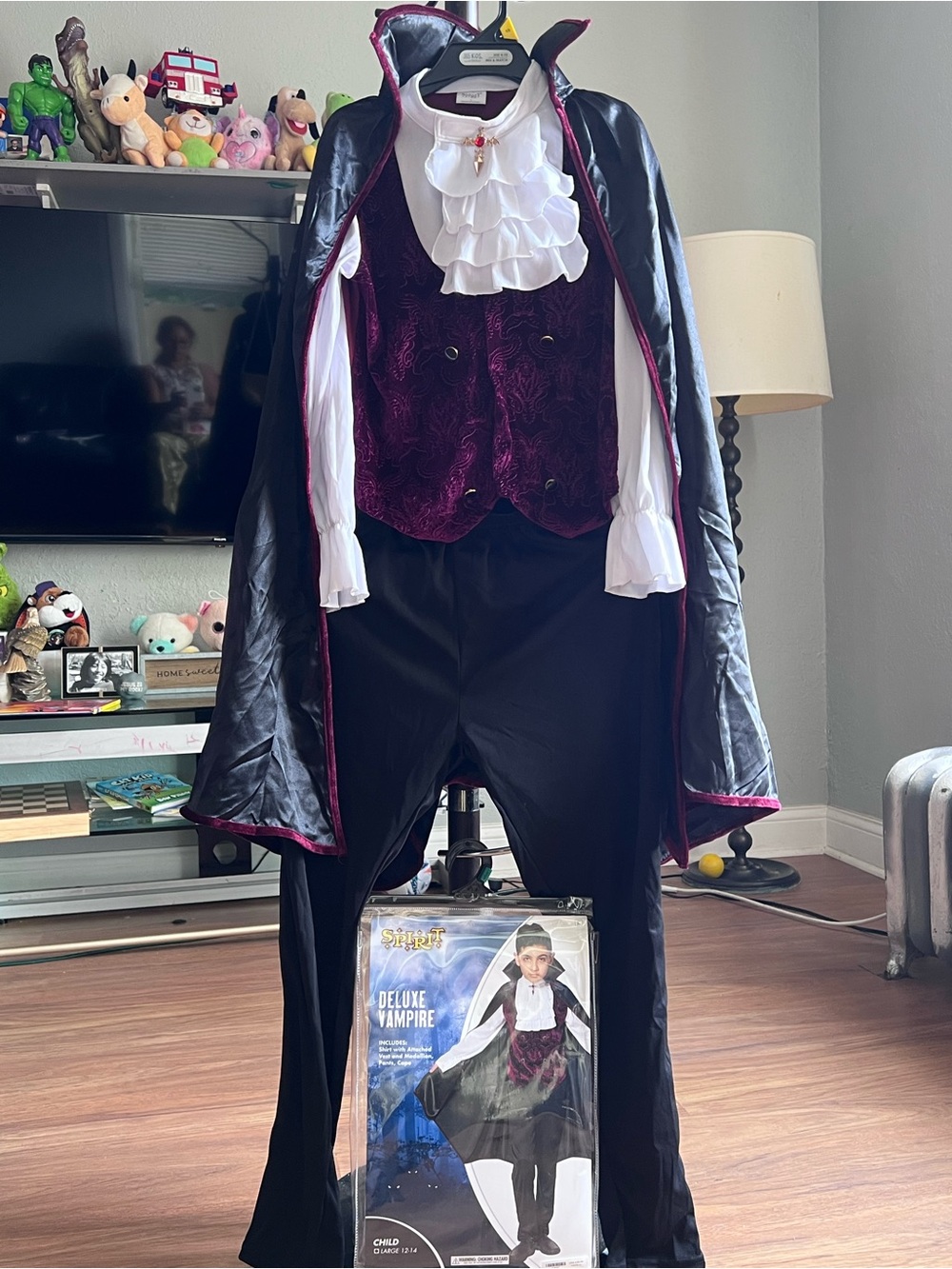 Deluxe Kids Vampire Costume in Black & Burgundy - Classic Halloween Outfit
